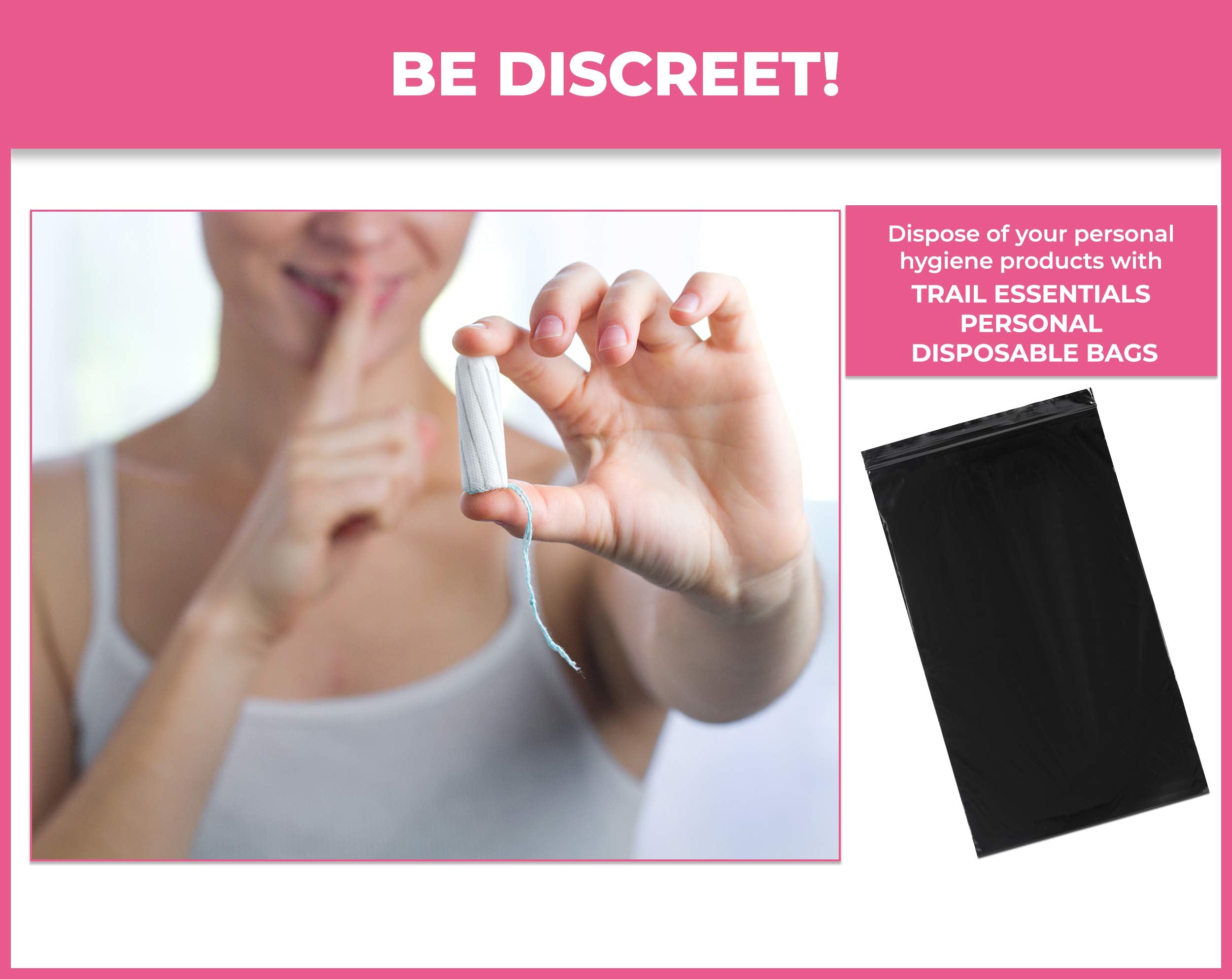 Trail Essentials discreet bags for tampons, pads, and liners.