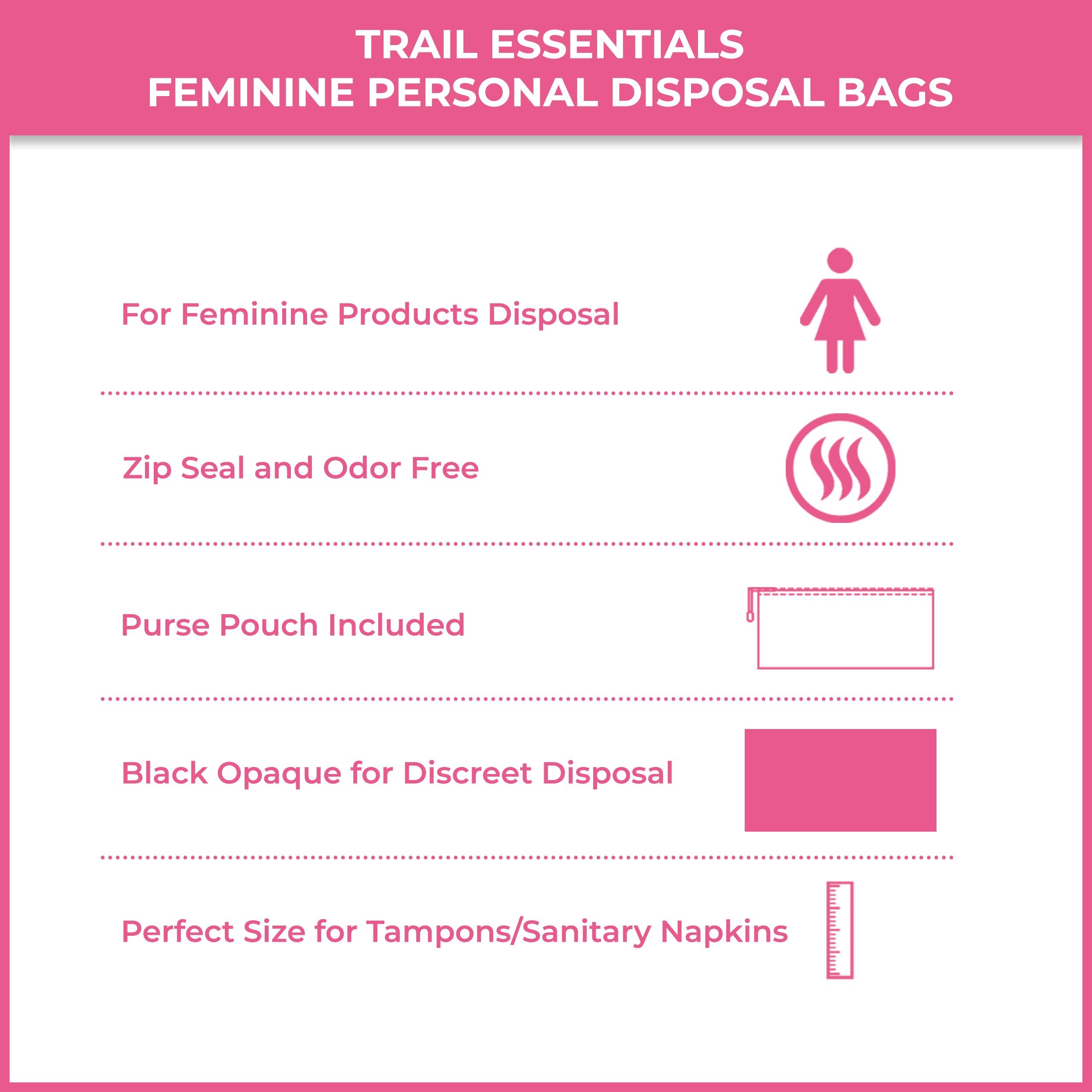 Trail Essentials purse pouch included for portable hygiene storage.