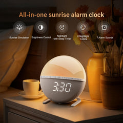 Tranquee Sunrise Alarm Clock night light enhances bedtime with a soft, calming glow.