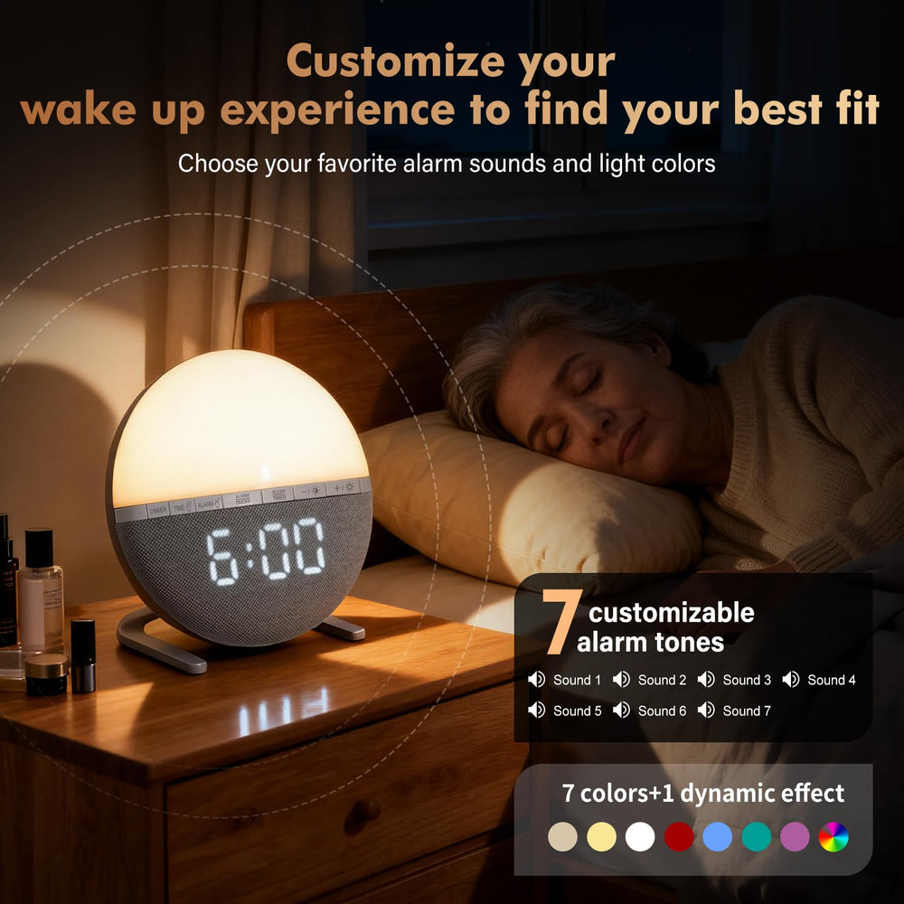 Tranquee Sunrise Alarm Clock top snooze button delivers quick extra minutes.