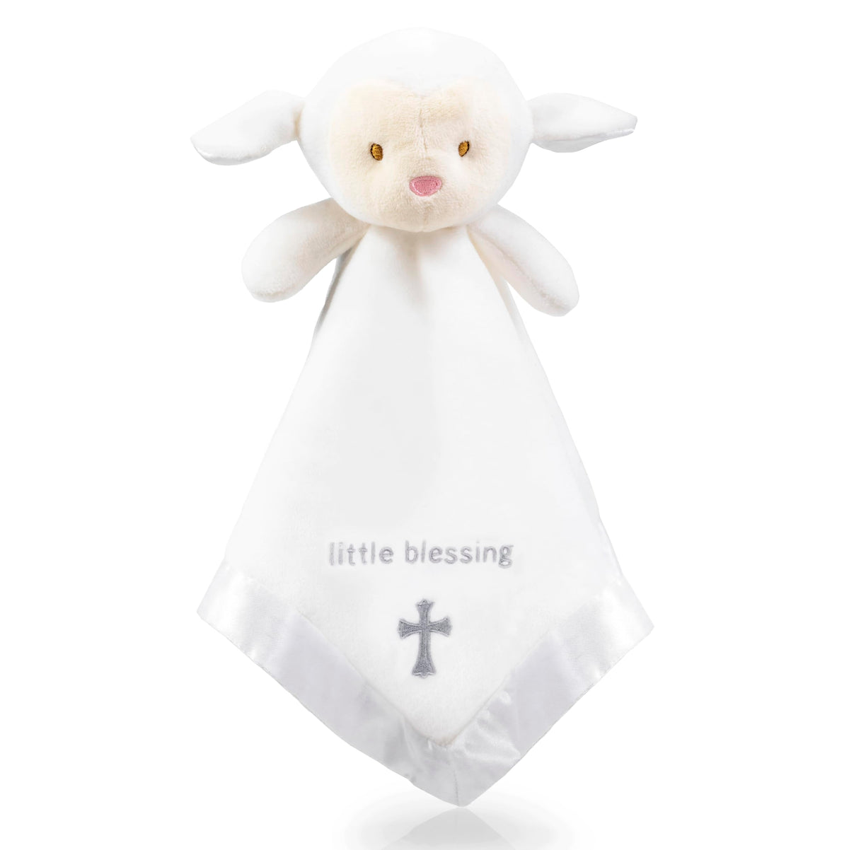 TRANQUIL KIDDO lamb lovey with soft fabric offers comforting grip for babies.