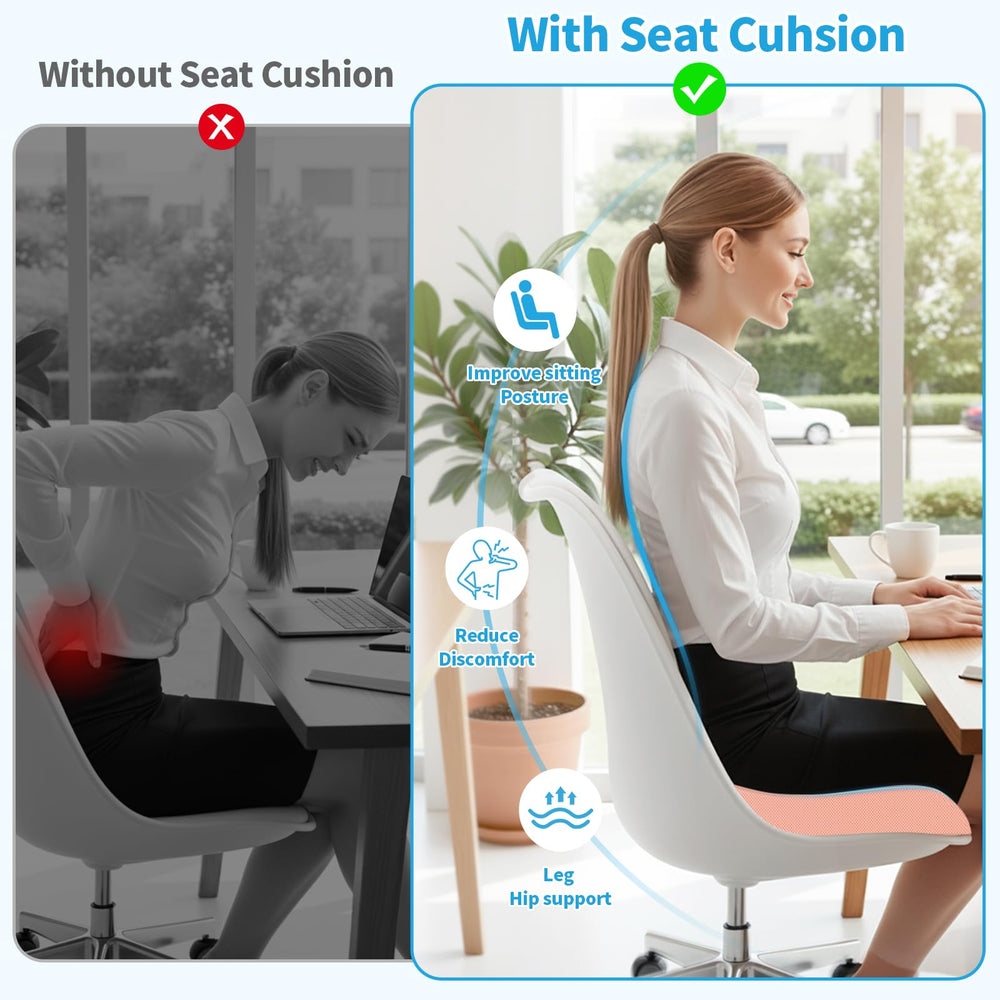 TranquilRelax cushion fits office chair for extended workdays