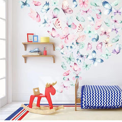 Trantranapa 53pcs butterfly decals brighten a kid's room with colorful wings
