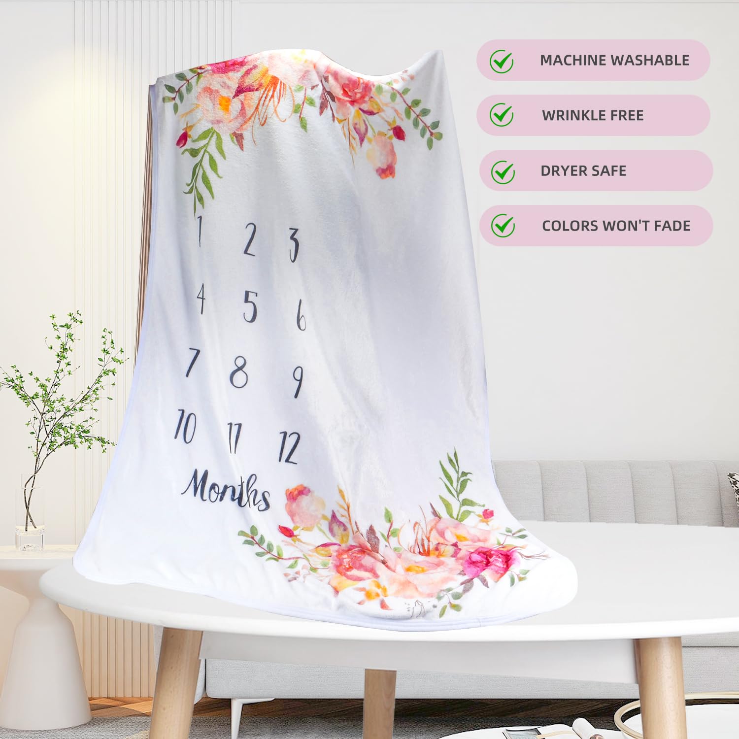TRASUN 50x40 inch blanket fits cribs, strollers, and car seats for on-the-go shoots.