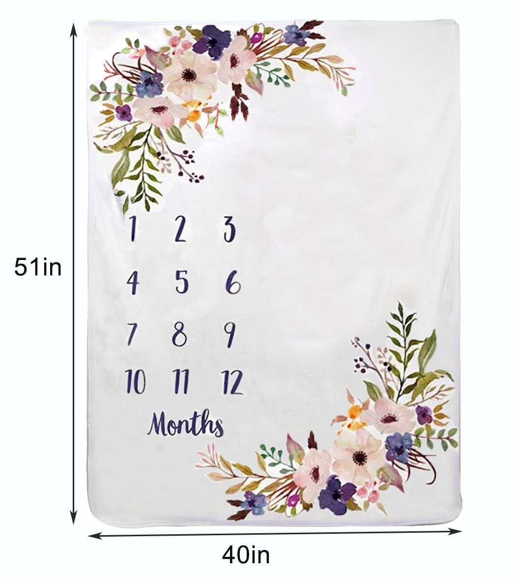 TRASUN milestone blanket flat lay with soft floral print for newborn portraits
