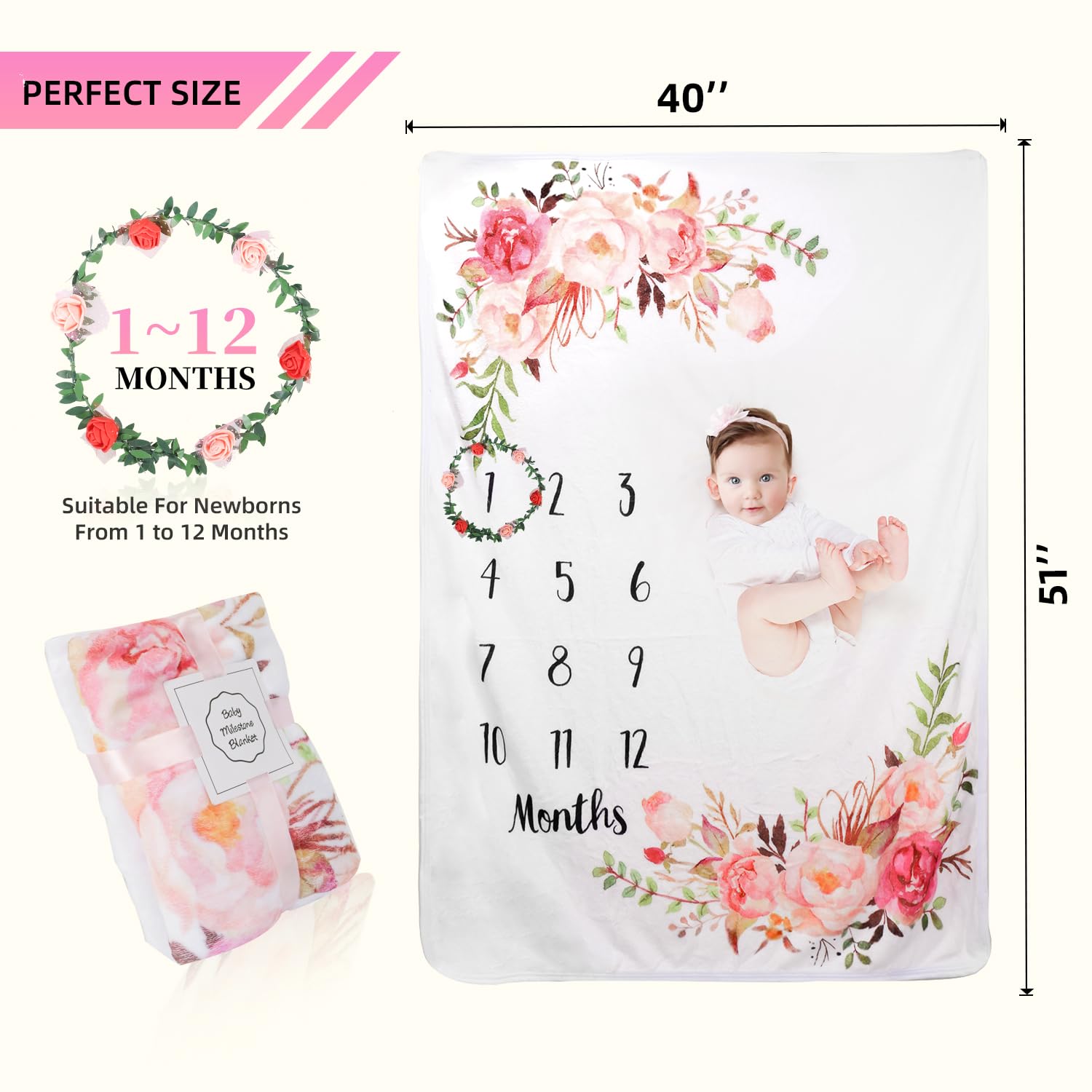 TRASUN floral design adds colorful backdrops that enhance baby photos and memories.