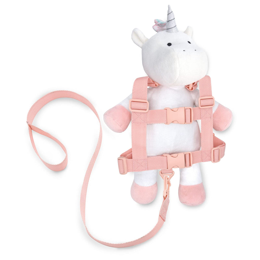 Travel Bug toddler harness with unicorn backpack for easy crowd navigation.