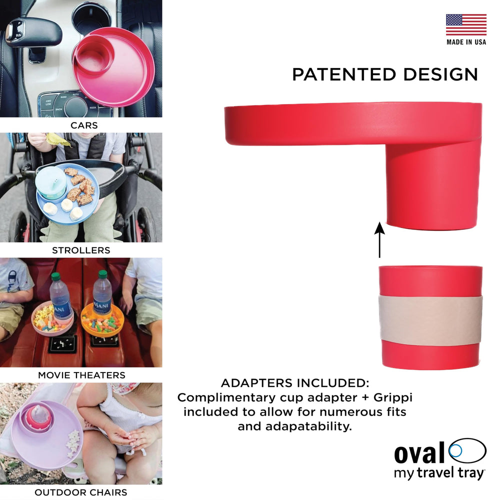Travel Tray Oval works on golf carts and outdoor chairs for easy hydration.