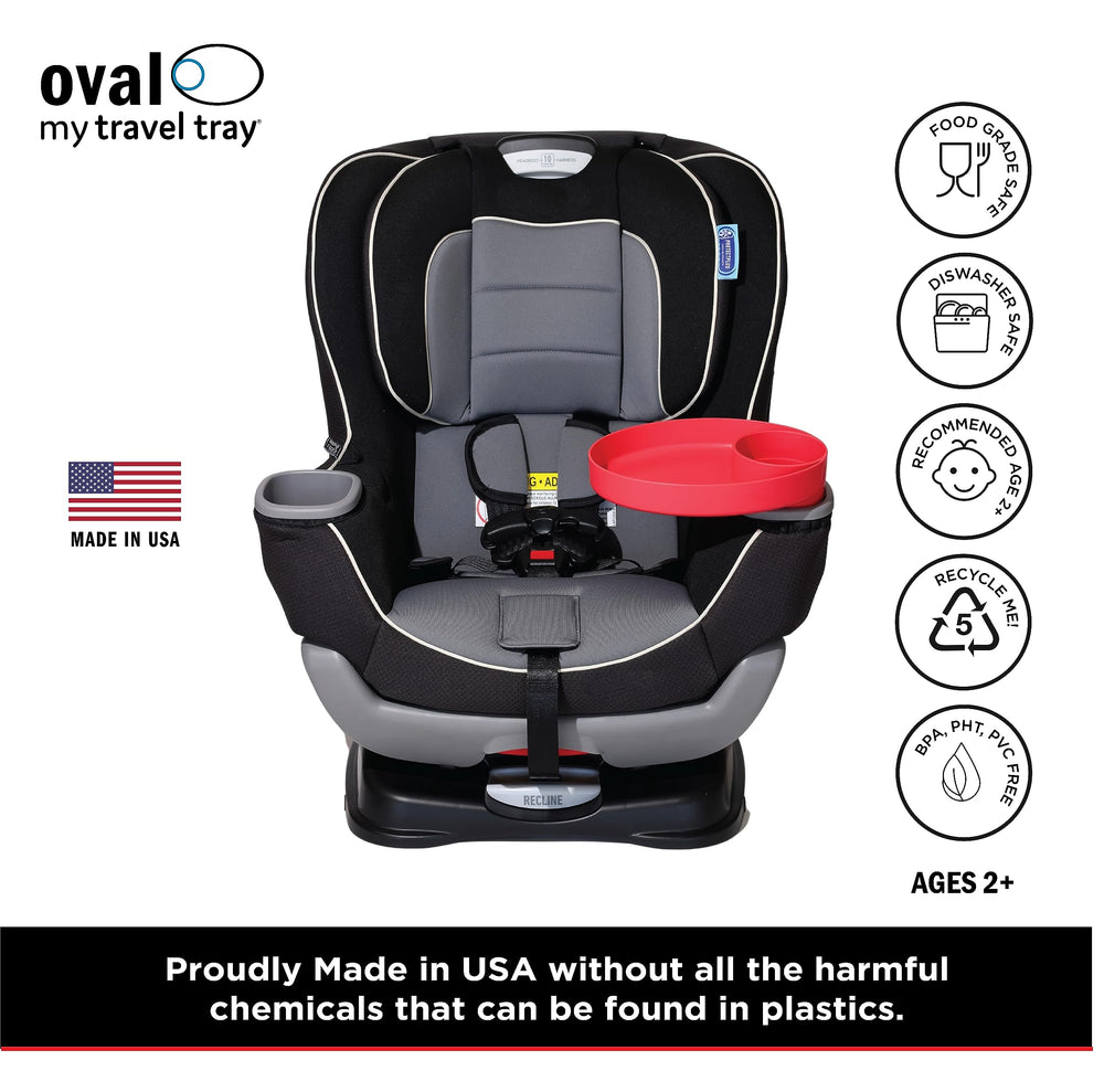 Travel Tray Oval keeps drinks and snacks within reach on stroller outings.