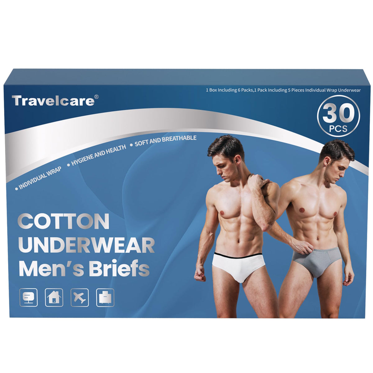 Travelcare 30-pack disposable men's underwear gift box for travel convenience
