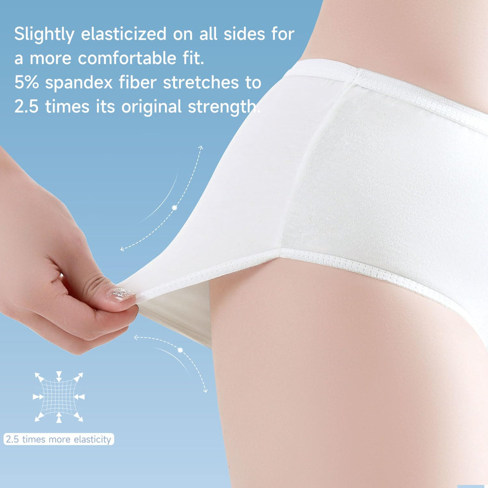 Travelcare underwear features elastic waist and thigh bands for secure fit.