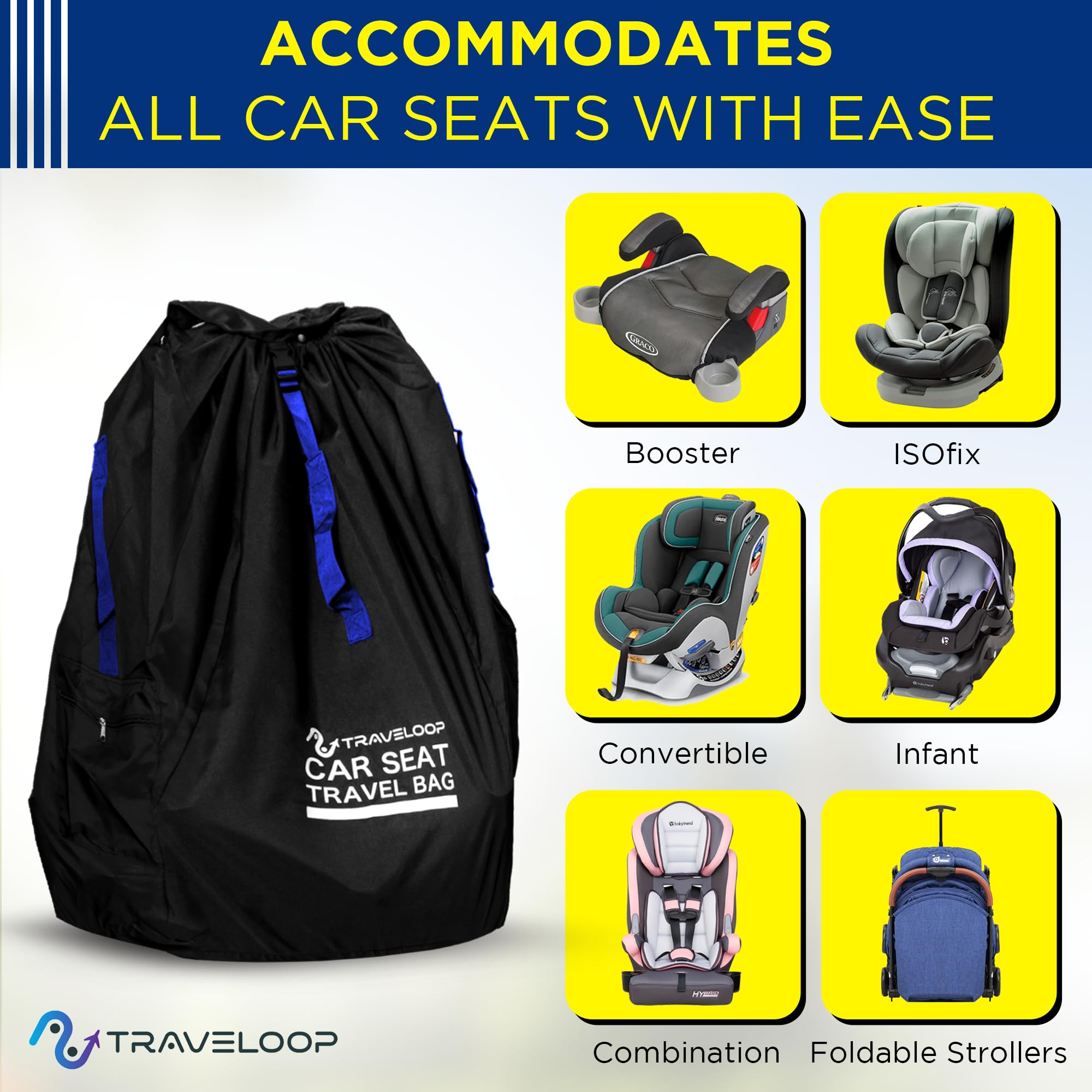 Top drawstring closure secures the seat inside