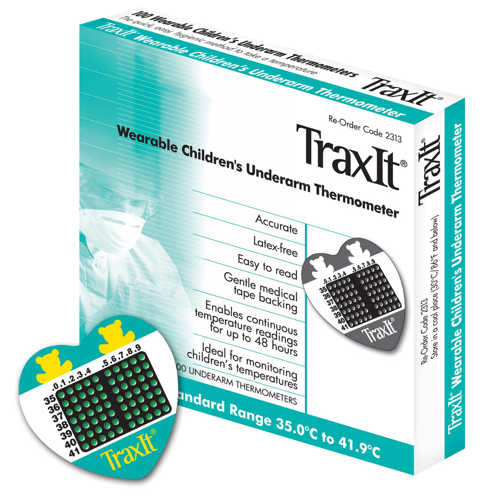 TRAXIT wearable axillary thermometer under-arm reading for continuous home monitoring
