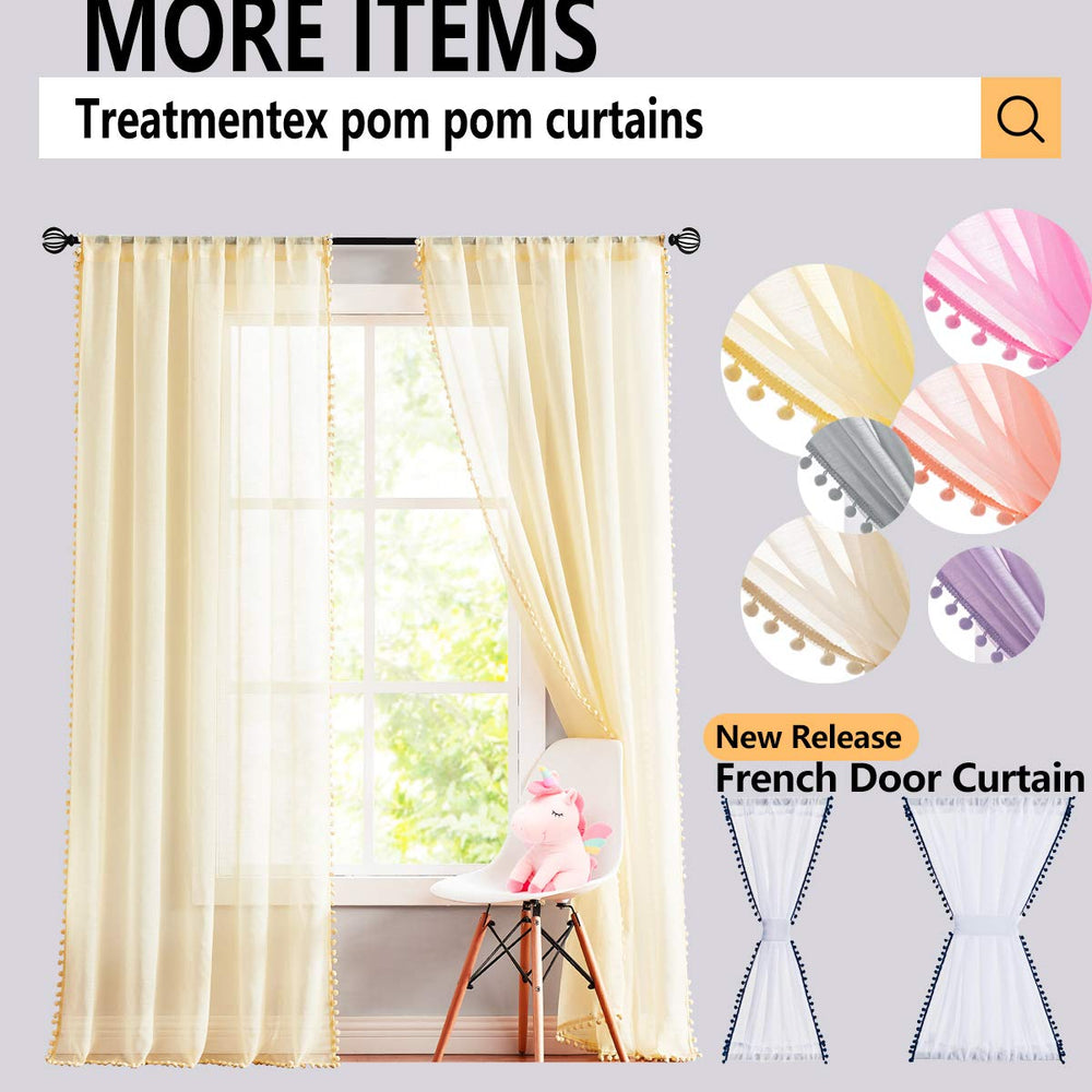 Treatmentex 3-inch rod-pocket design enables easy hanging on standard rods.