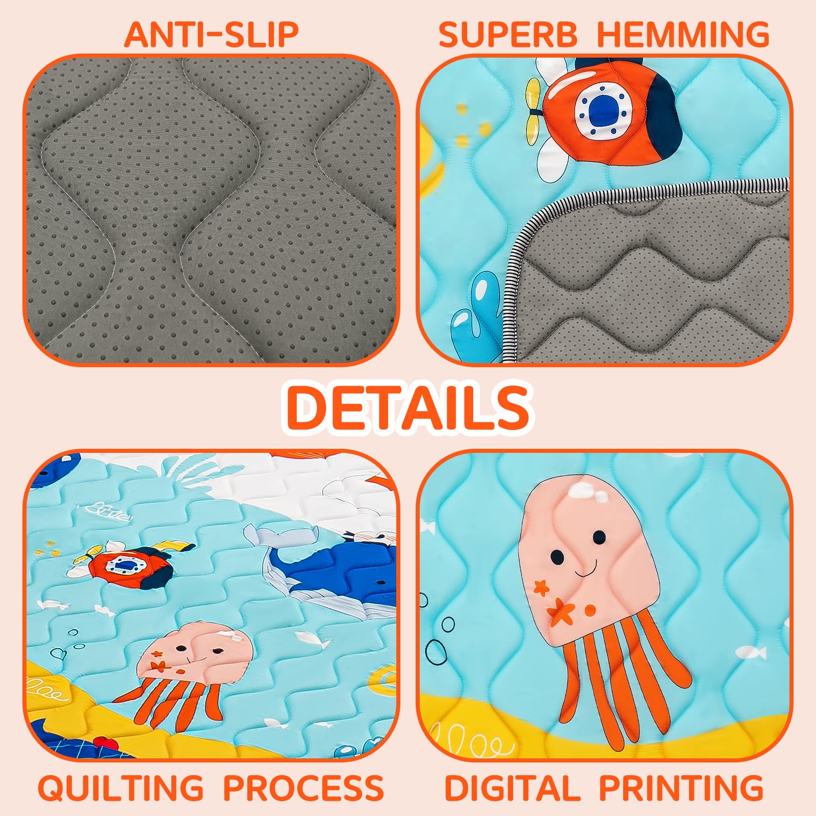 TreeBud Baby Play Mat dimensions 71x59 inches provide a generous play area.