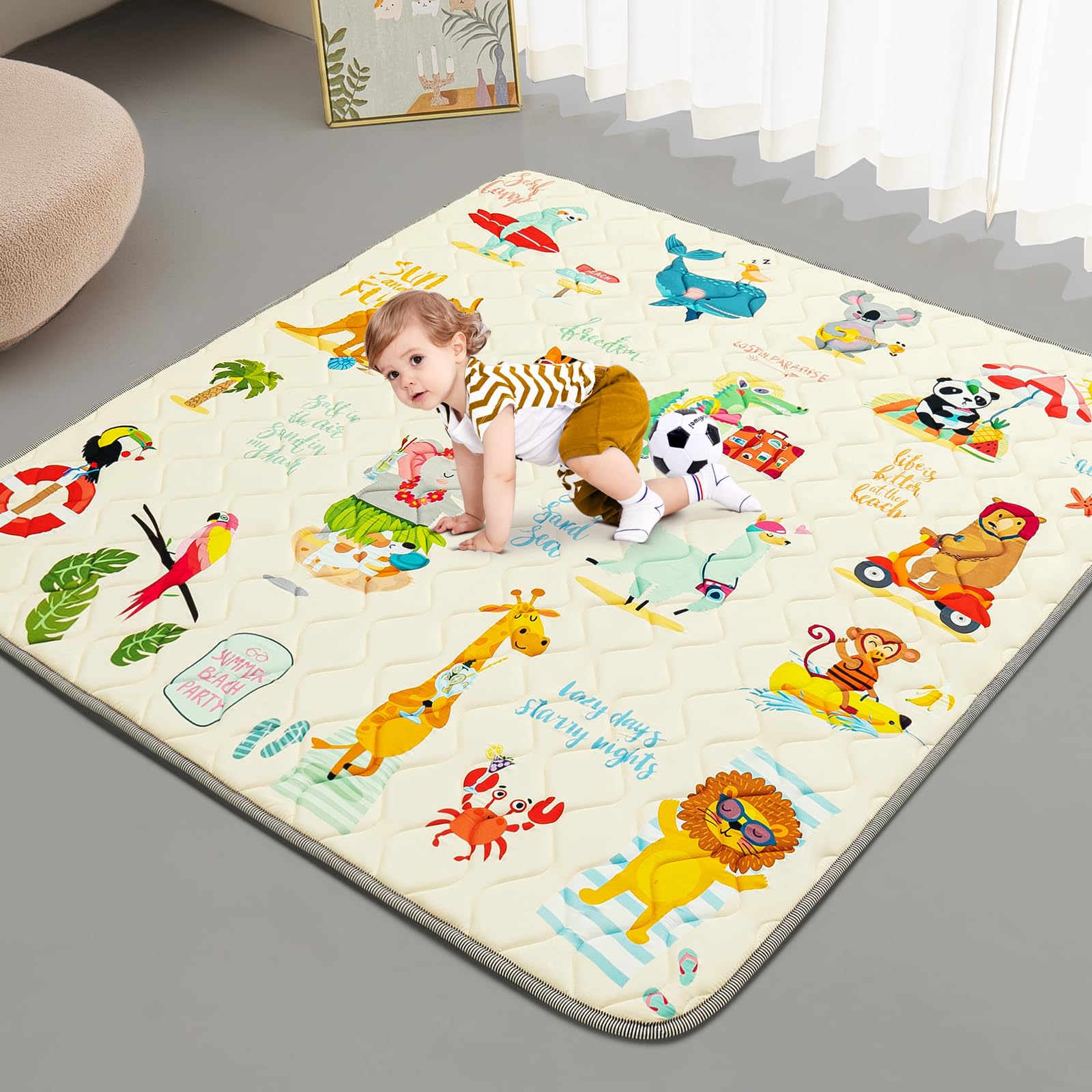 TreeBud baby play mat with foam-top surface offering plush cushioning for comfy tummy time.