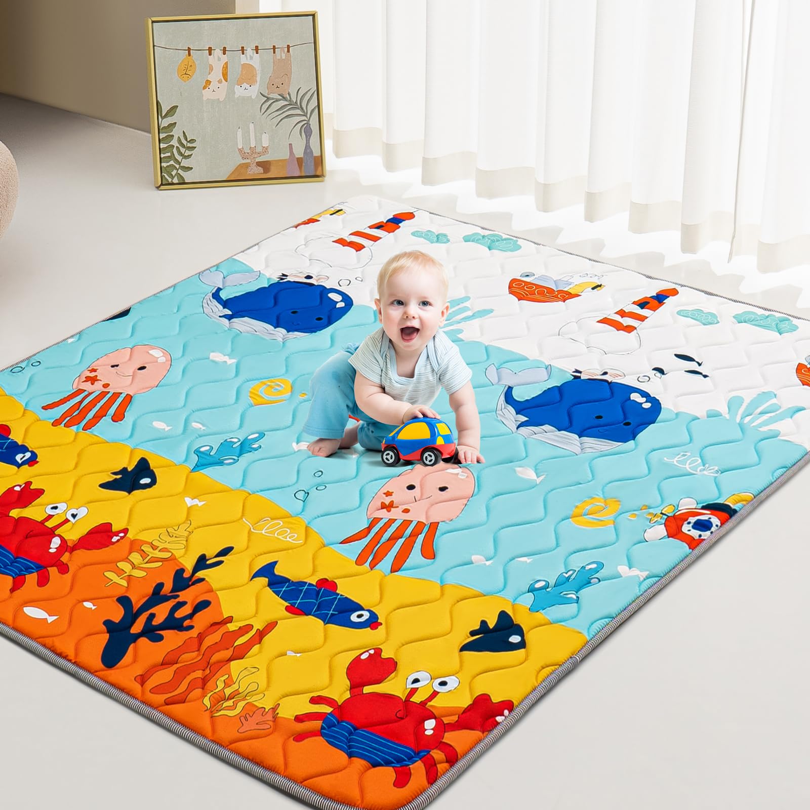 TreeBud Baby Play Mat travel-friendly fold supports trips to grandma's house.