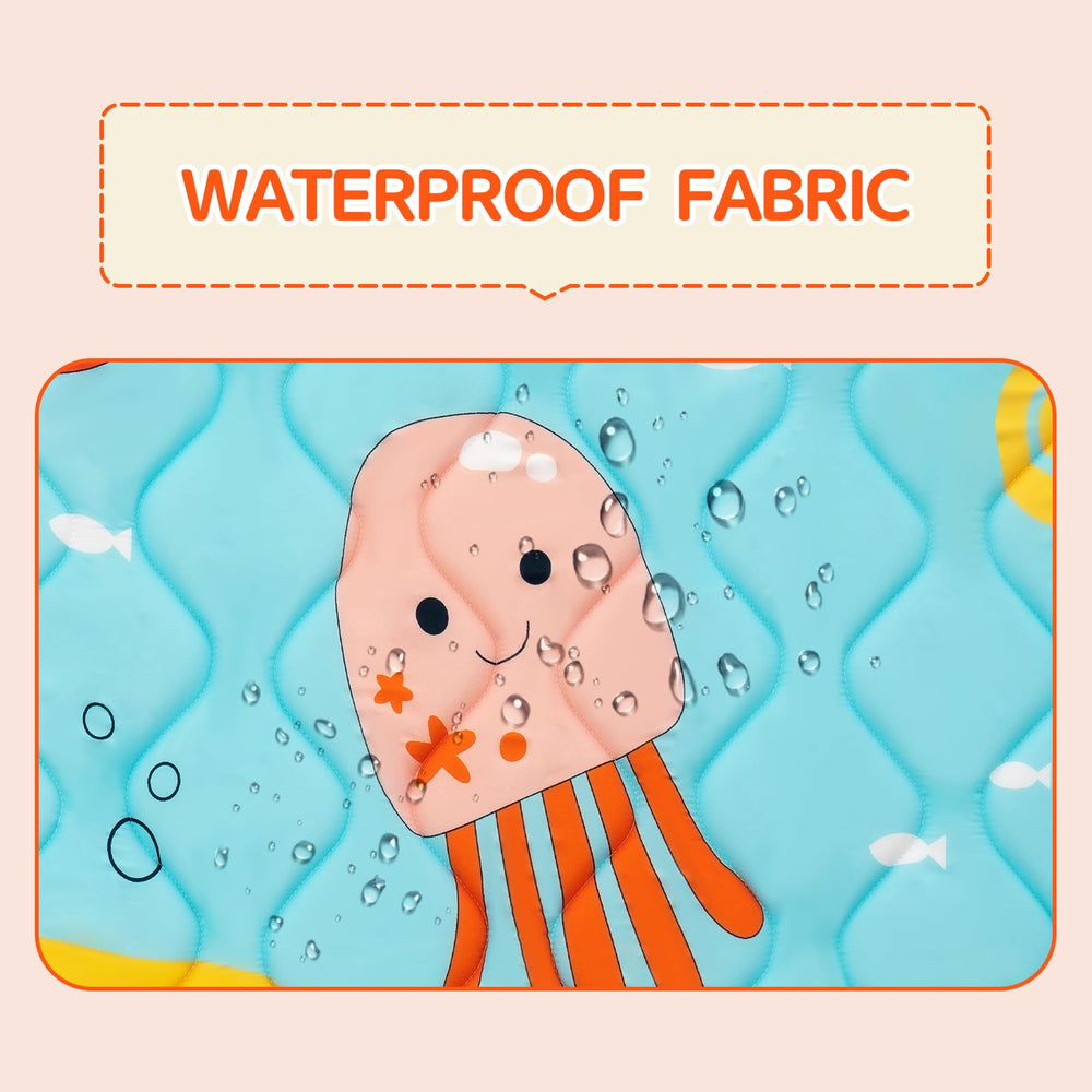 TreeBud Baby Play Mat wipe-clean top for quick spills and messes.