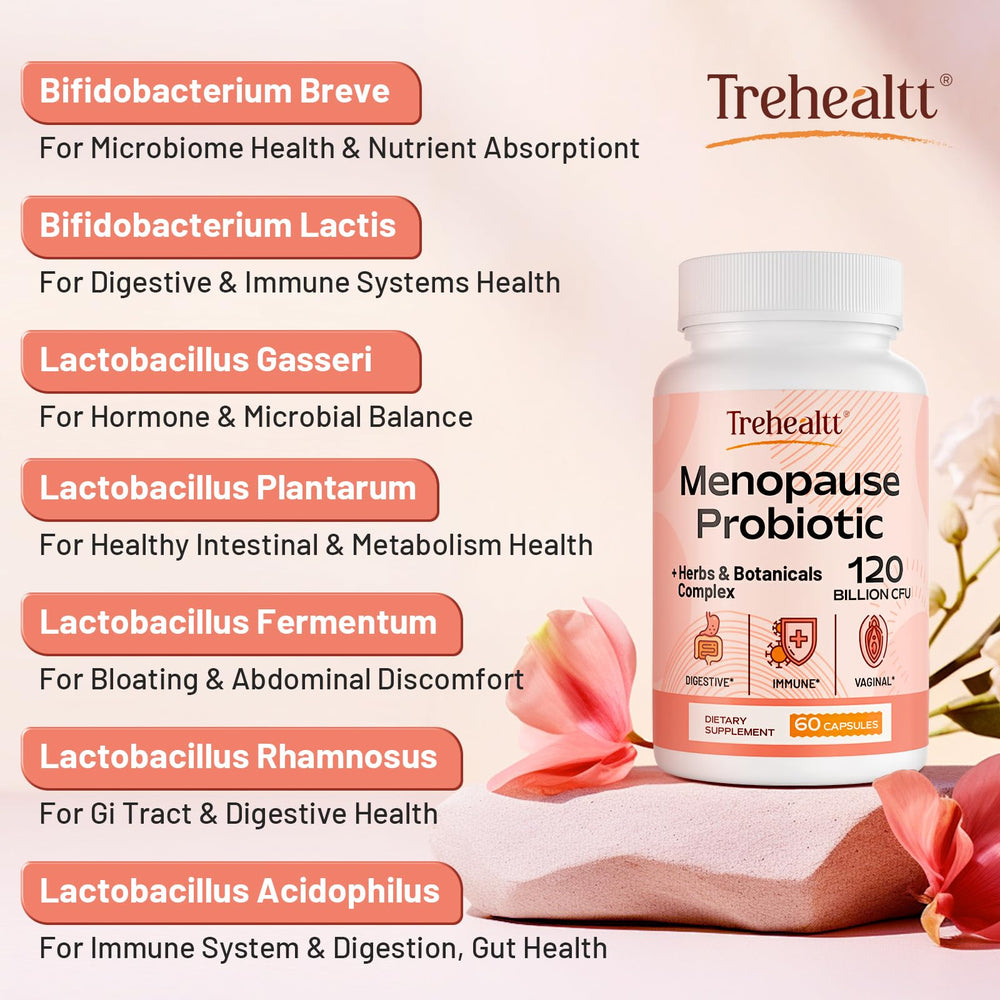 Trehealtt capsules in hand for easy, on-the-go menopause relief.