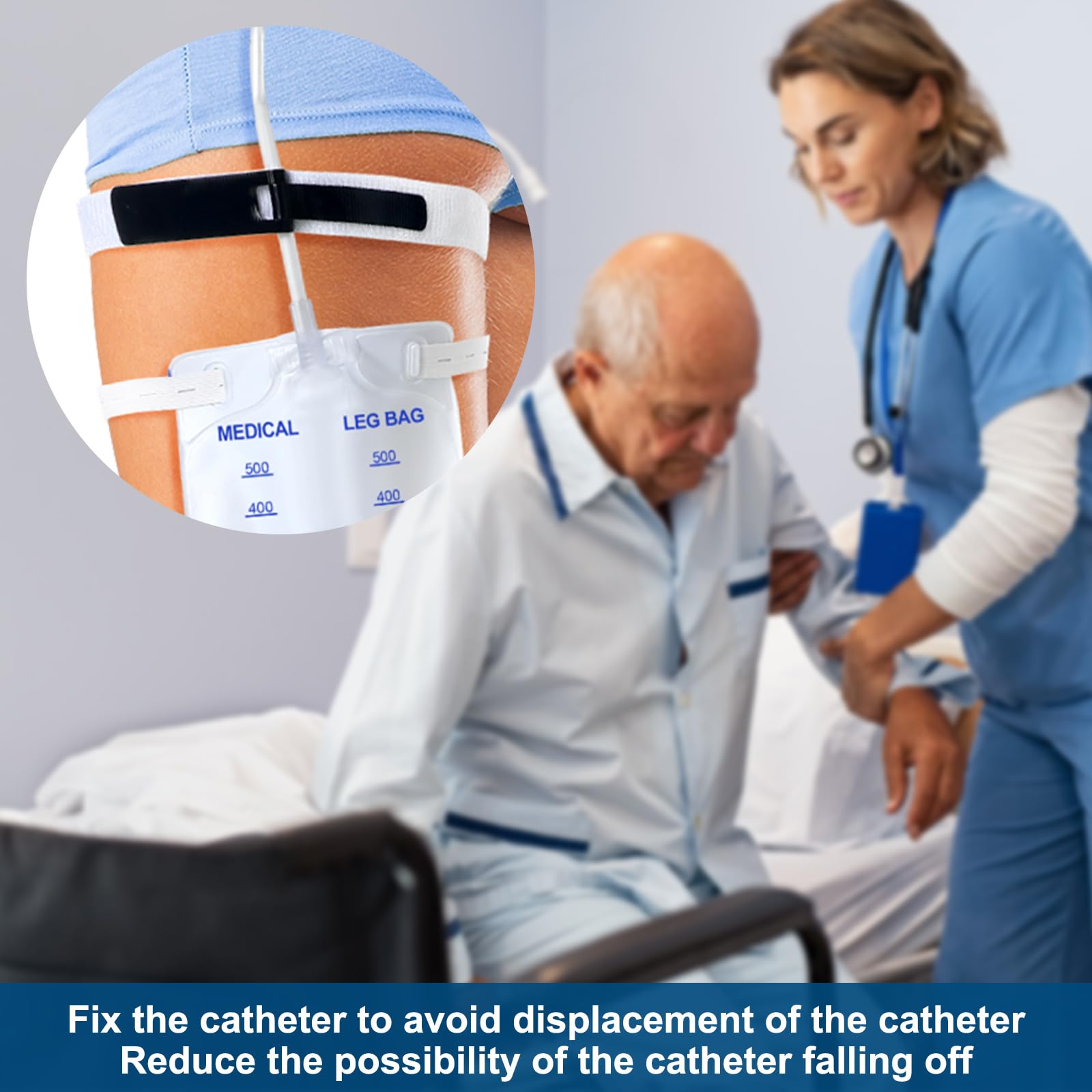 TrelaCo anti-slip Foley bag holder keeps the leg bag stable during activity.