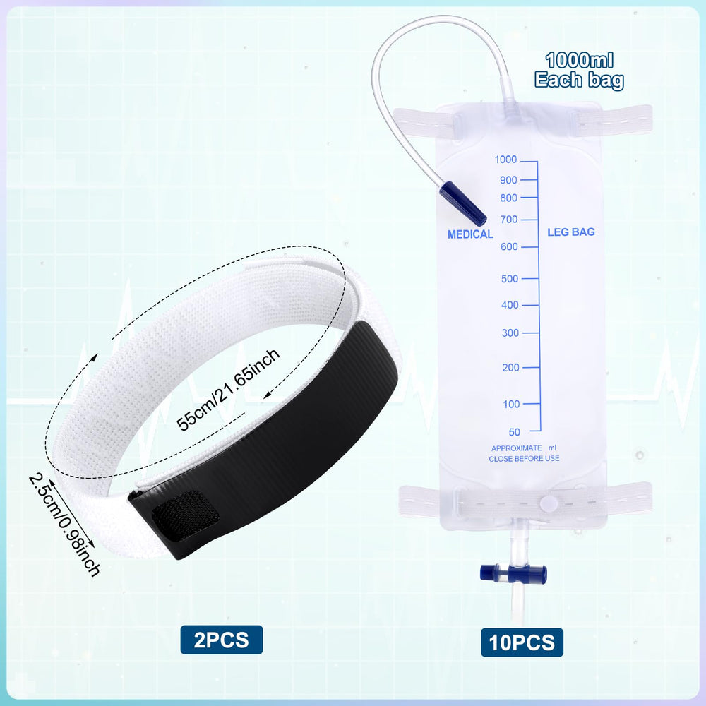 TrelaCo 10-pack urine bags shown in package for convenience.