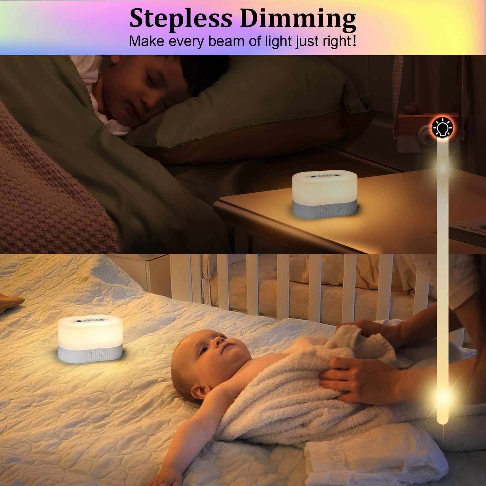 Eight RGB colors plus three white modes for mood lighting