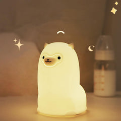 Tremdwoto Alpaca night light front view glows softly to ease bedtime.