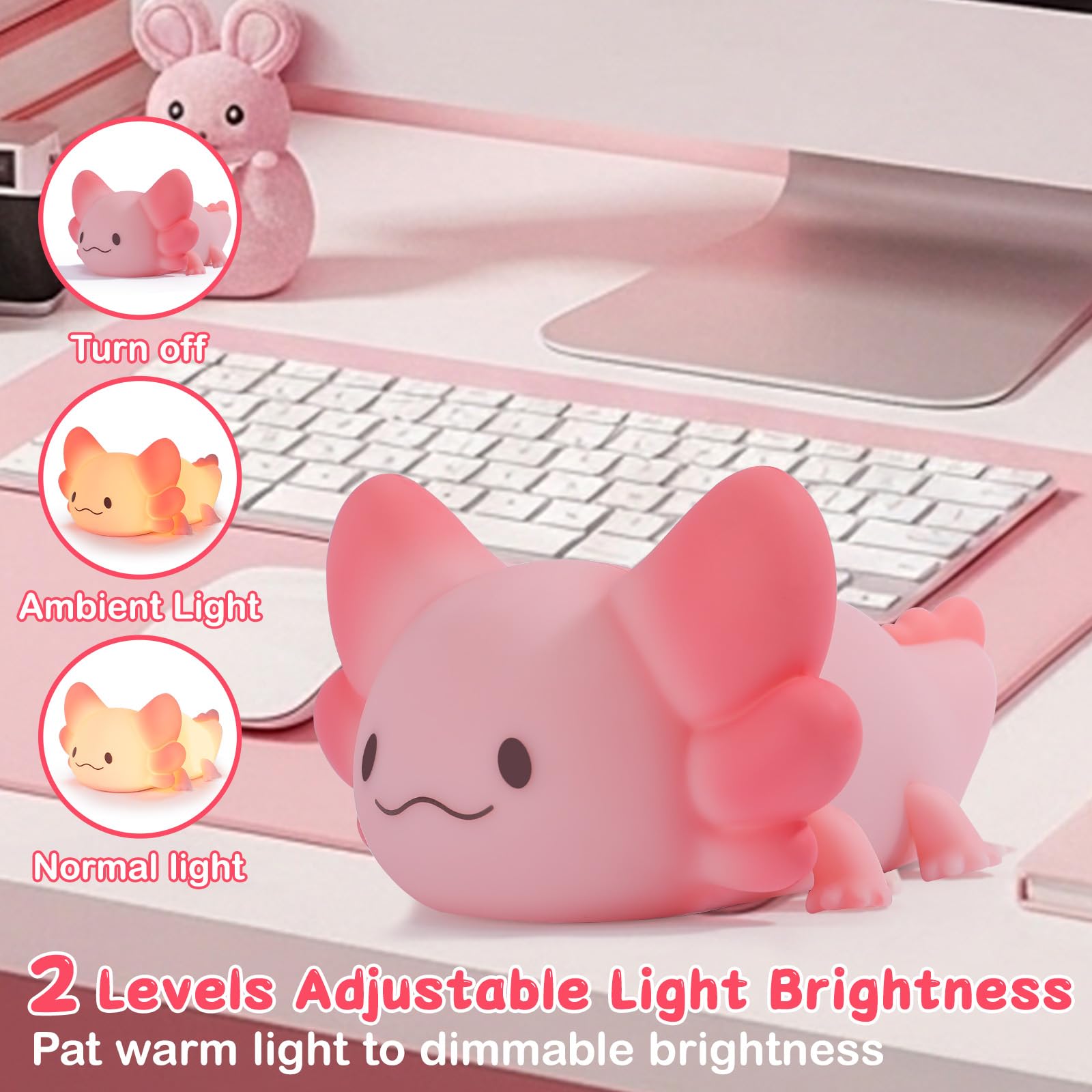 Tremdwoto Axolotl Night Light made of safe silicone for nursery use.