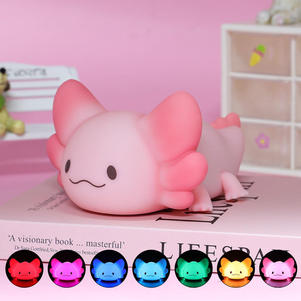 Tremdwoto Axolotl Night Light with dimmable brightness and timer for baby sleep.
