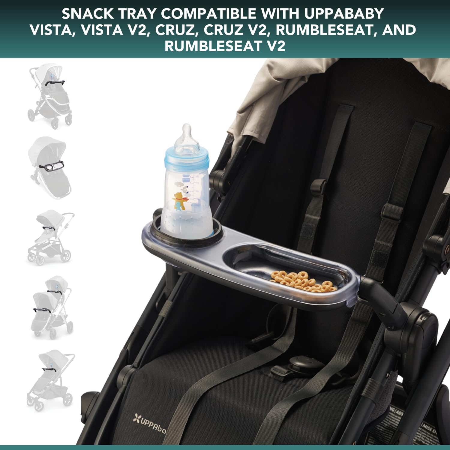 TrendHub snack-tray bottle-holder keeps drinks secure during strolls