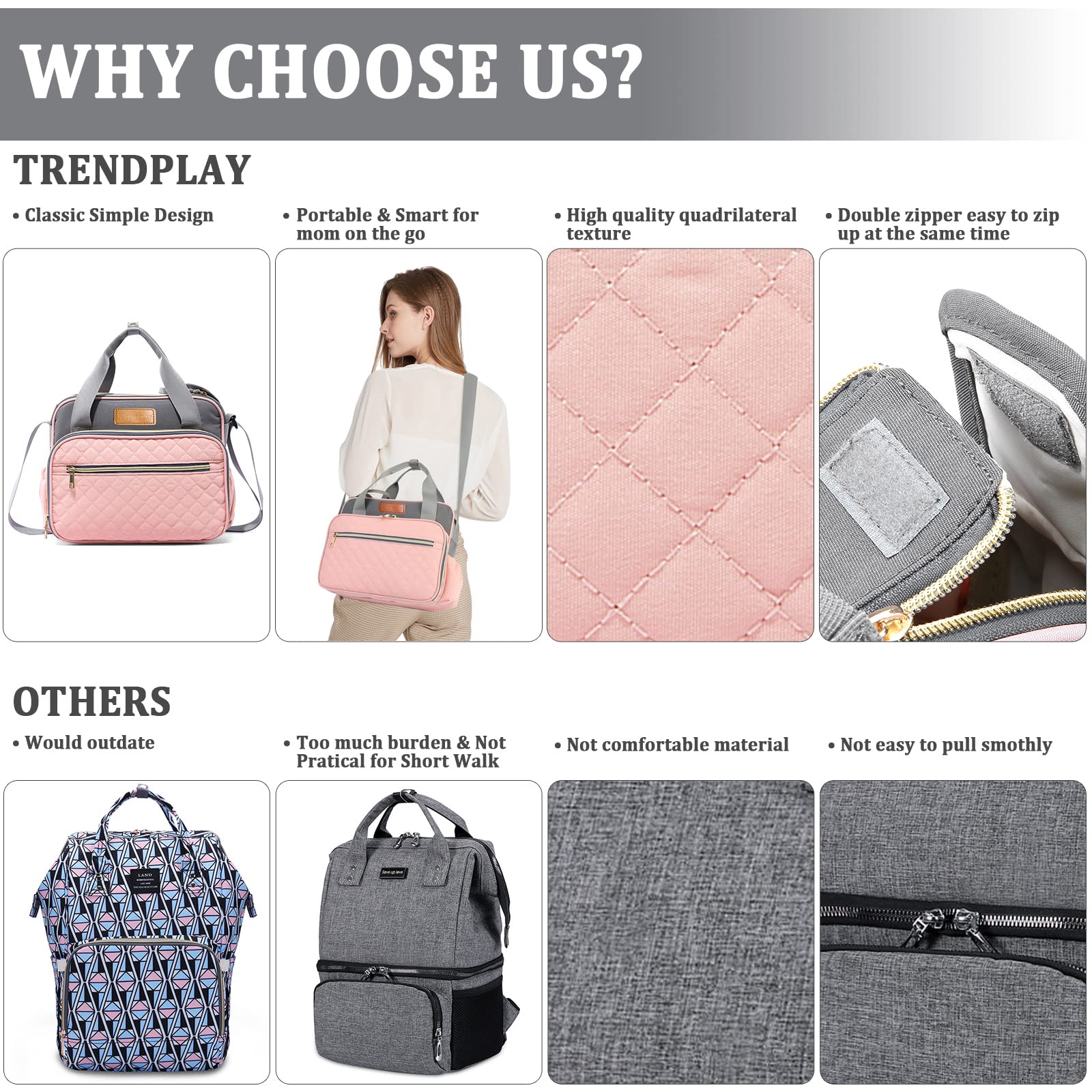 TRENDPLAY pink-gray design makes a stylish and practical baby shower gift