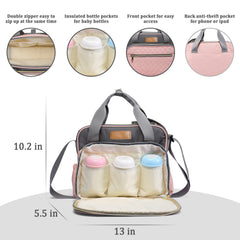 TRENDPLAY stroller bag organizer in pink-gray design keeps baby essentials neatly within reach