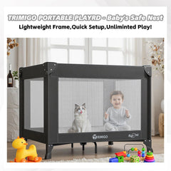 Trimigo Travel Crib mattress provides a comfortable sleep surface.