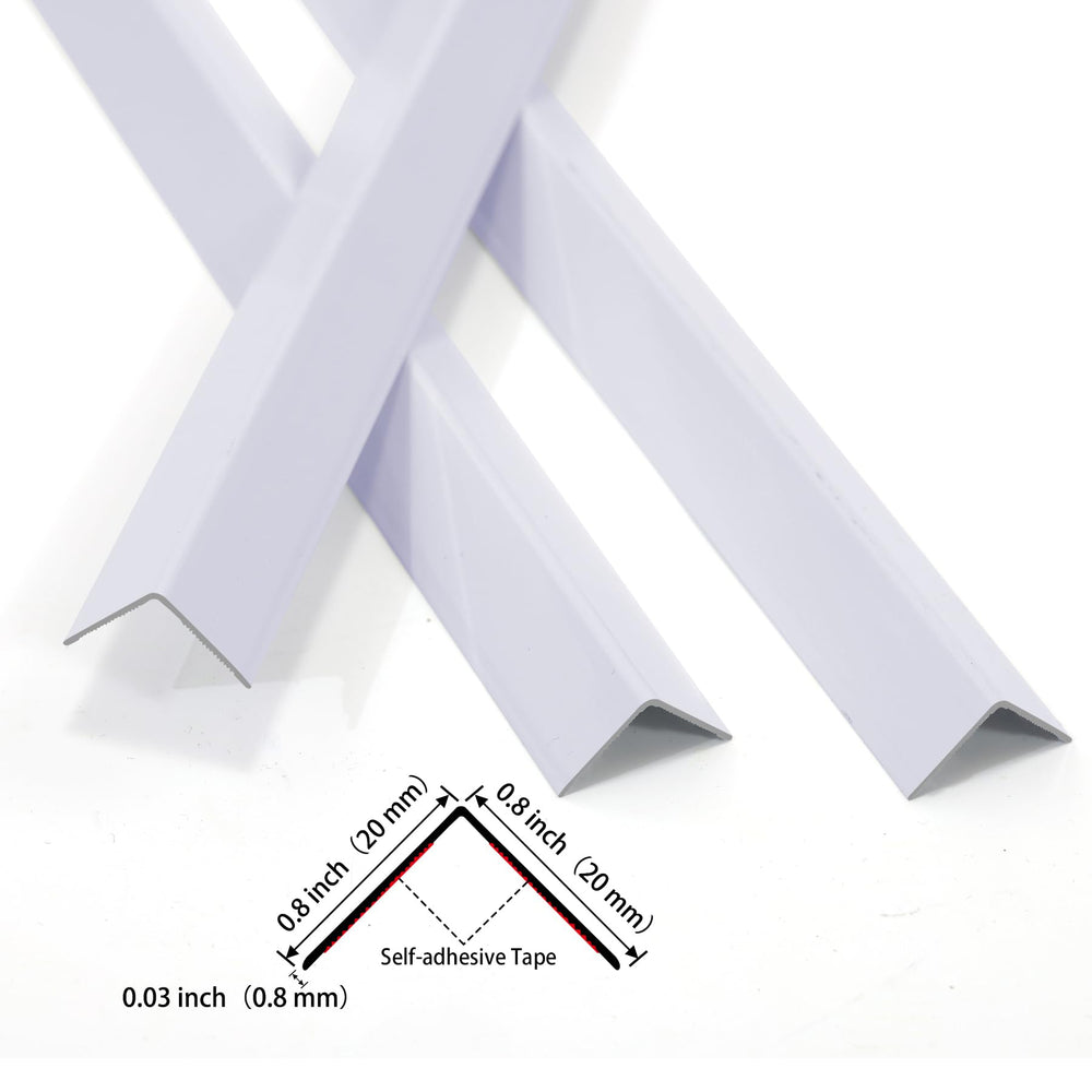 Trimold aluminum corner protector with adhesive back withstands busy kitchens and offices.