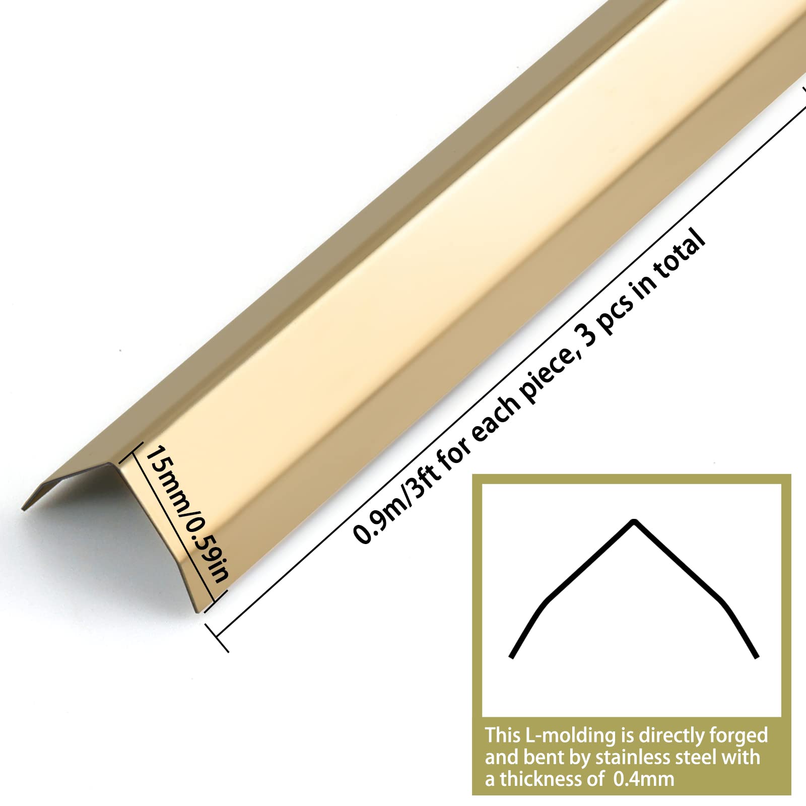 Indoor-outdoor stainless steel guard from Trimold resists corrosion and keeps a mirror finish.