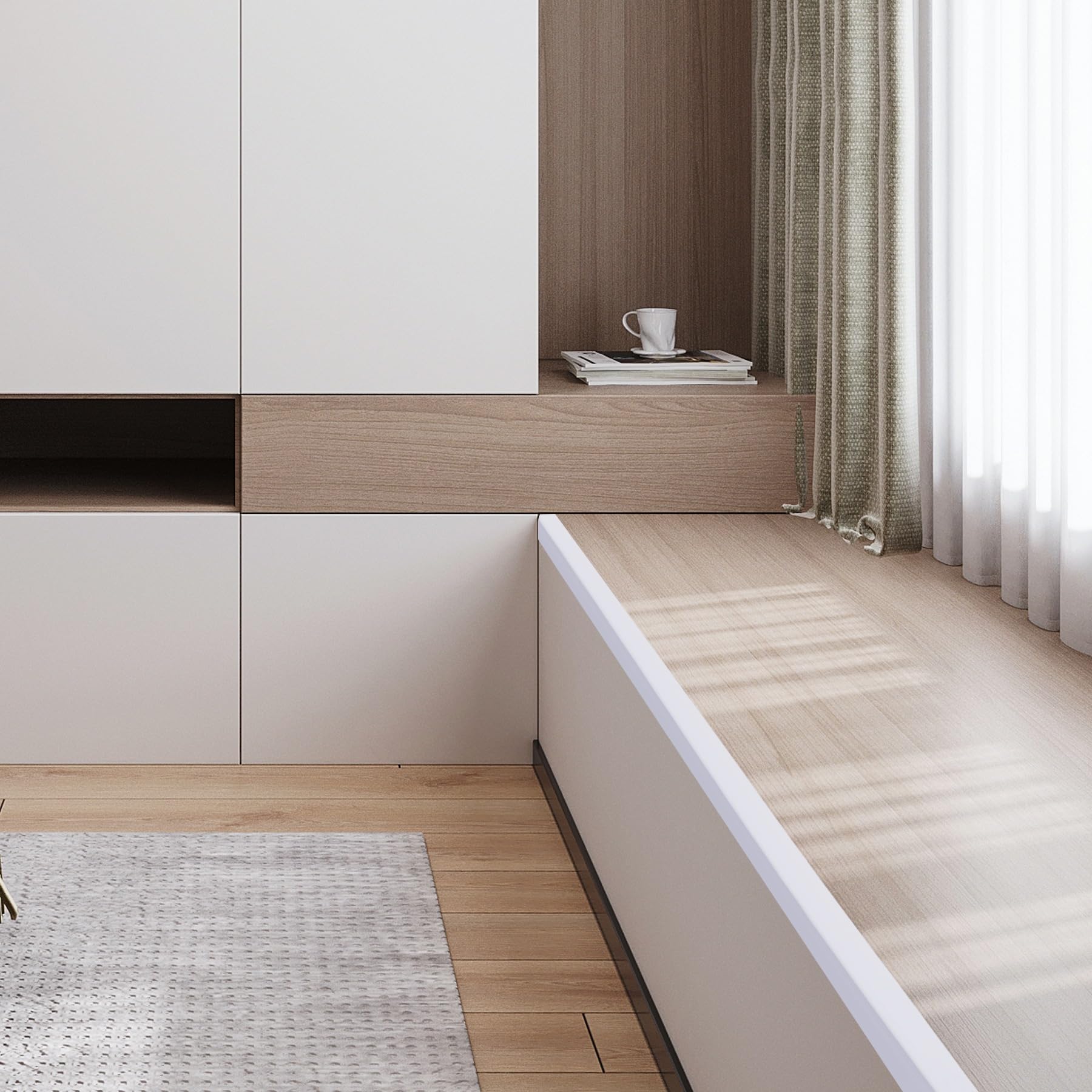 Trimold aluminum L-molding can be painted to match your wall color.
