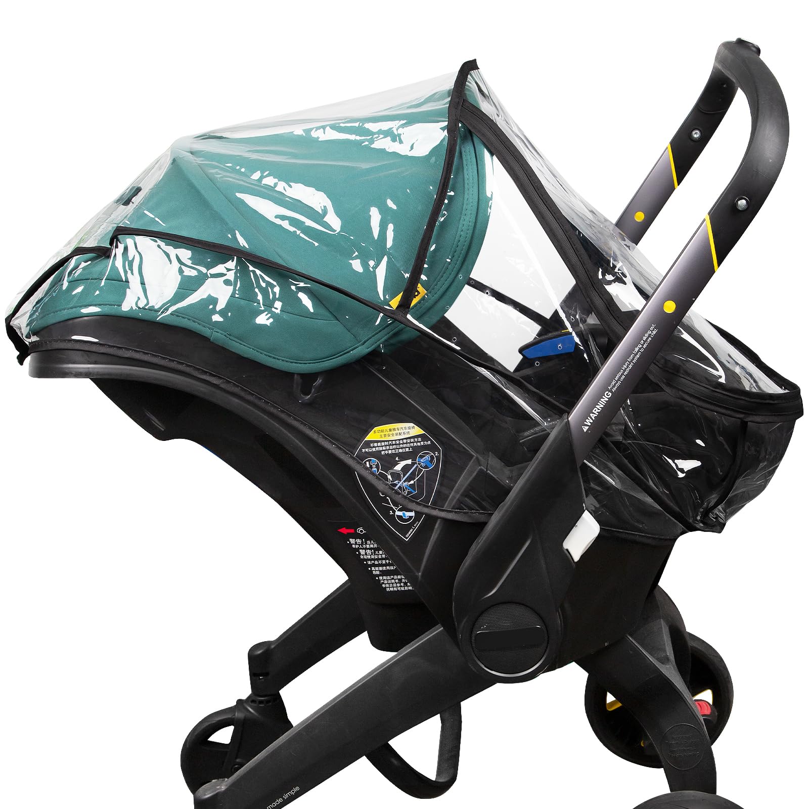 TRIPDAILY rain cover for Doona stroller provides secure all-weather protection during outings.