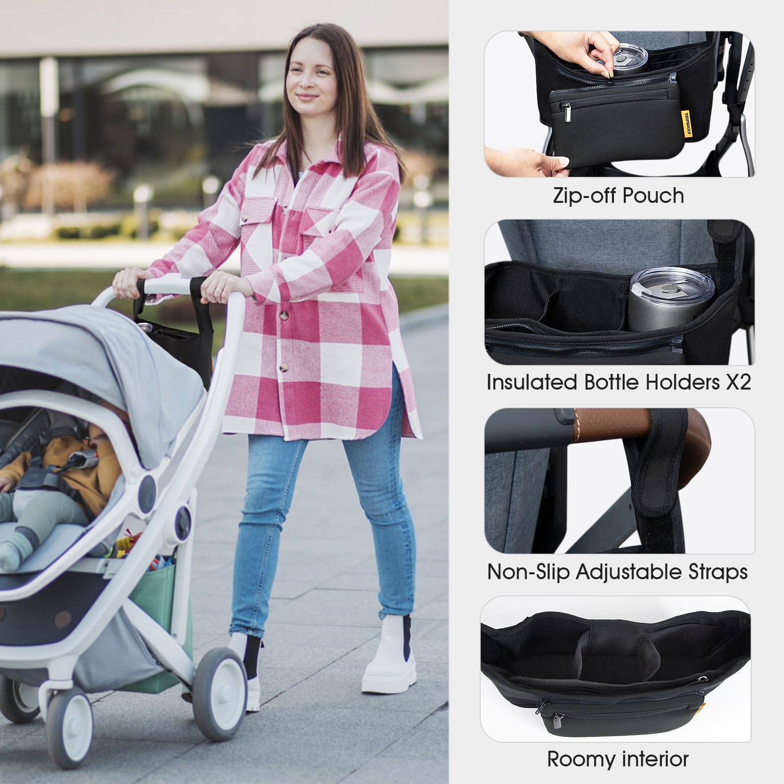 TRIPDAILY organizer demonstrates wide compatibility with non-slip straps