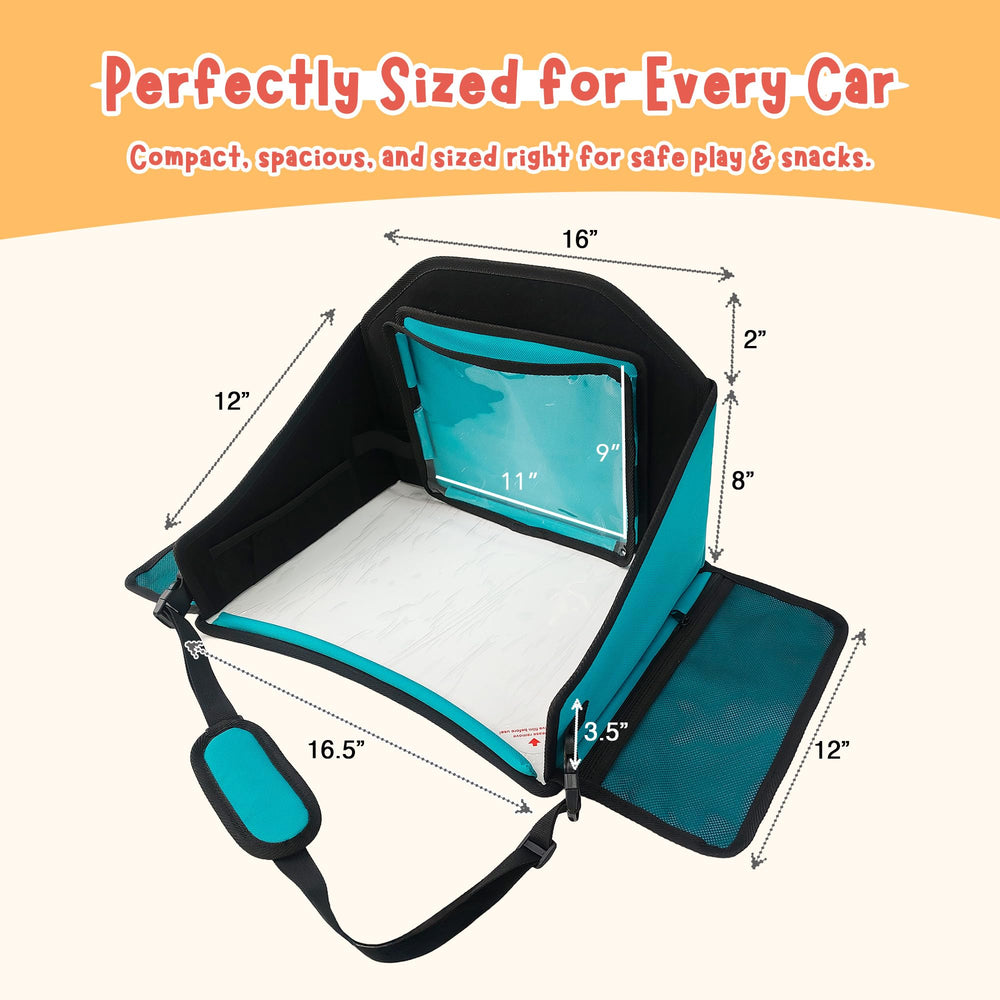 Triple EEE Adventures Travel Tray with tablet holder in use for hands-free viewing