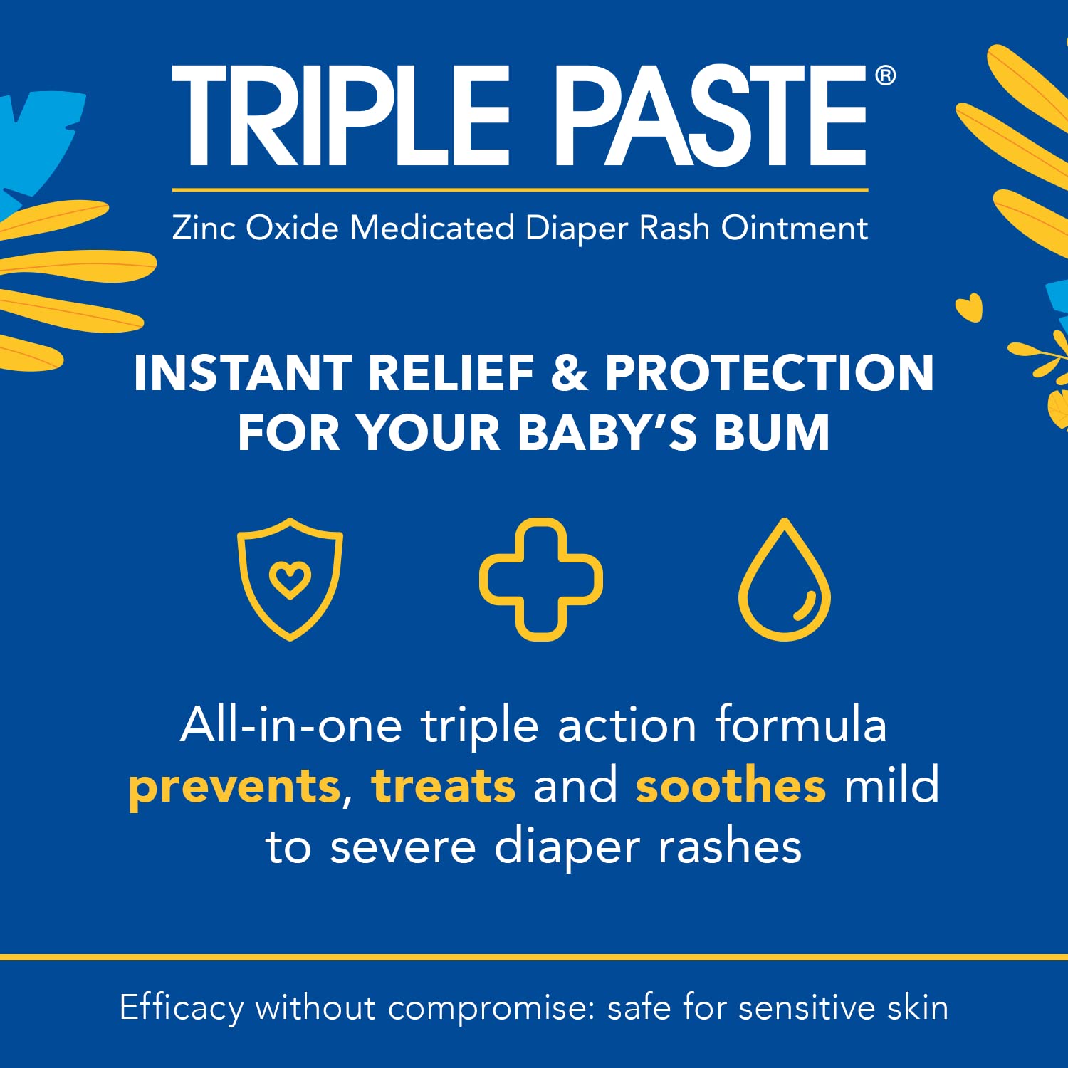 Triple Paste diaper rash cream 16oz tub for easy application on baby skin.