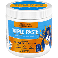 Triple Paste diaper rash cream 16oz tub open offers fast soothing relief.