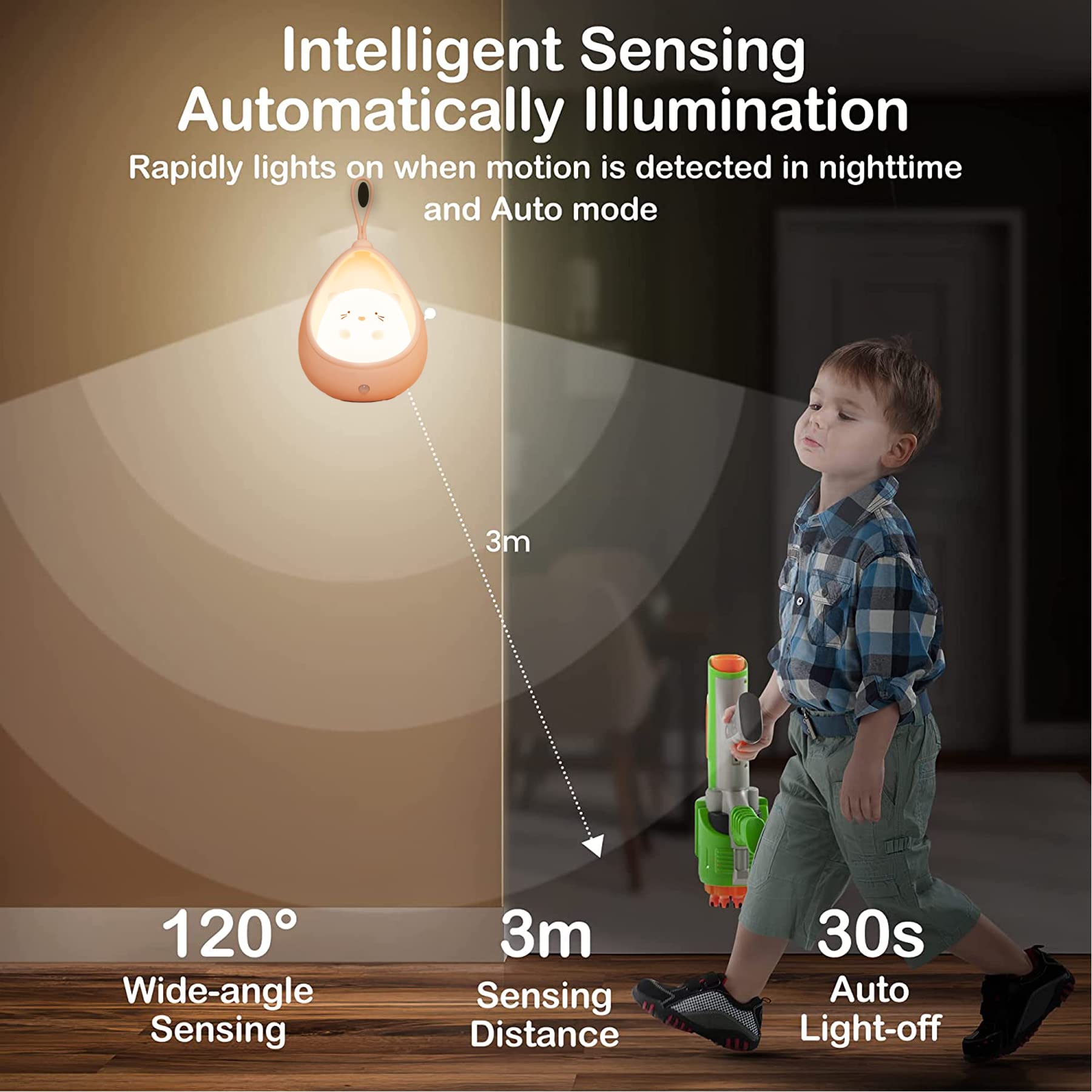 TriPro Cute Kitty Night Light motion sensor detects up to 3 meters