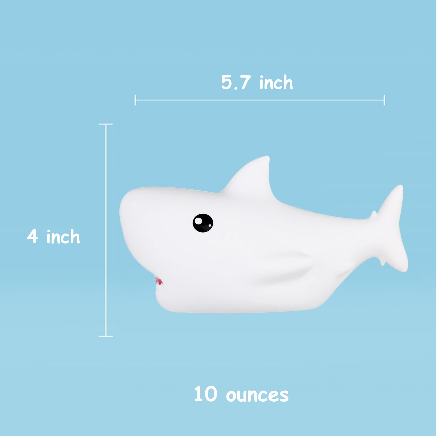 TriPro shark night light in seven-color breathing mode creates ambient mood lighting.
