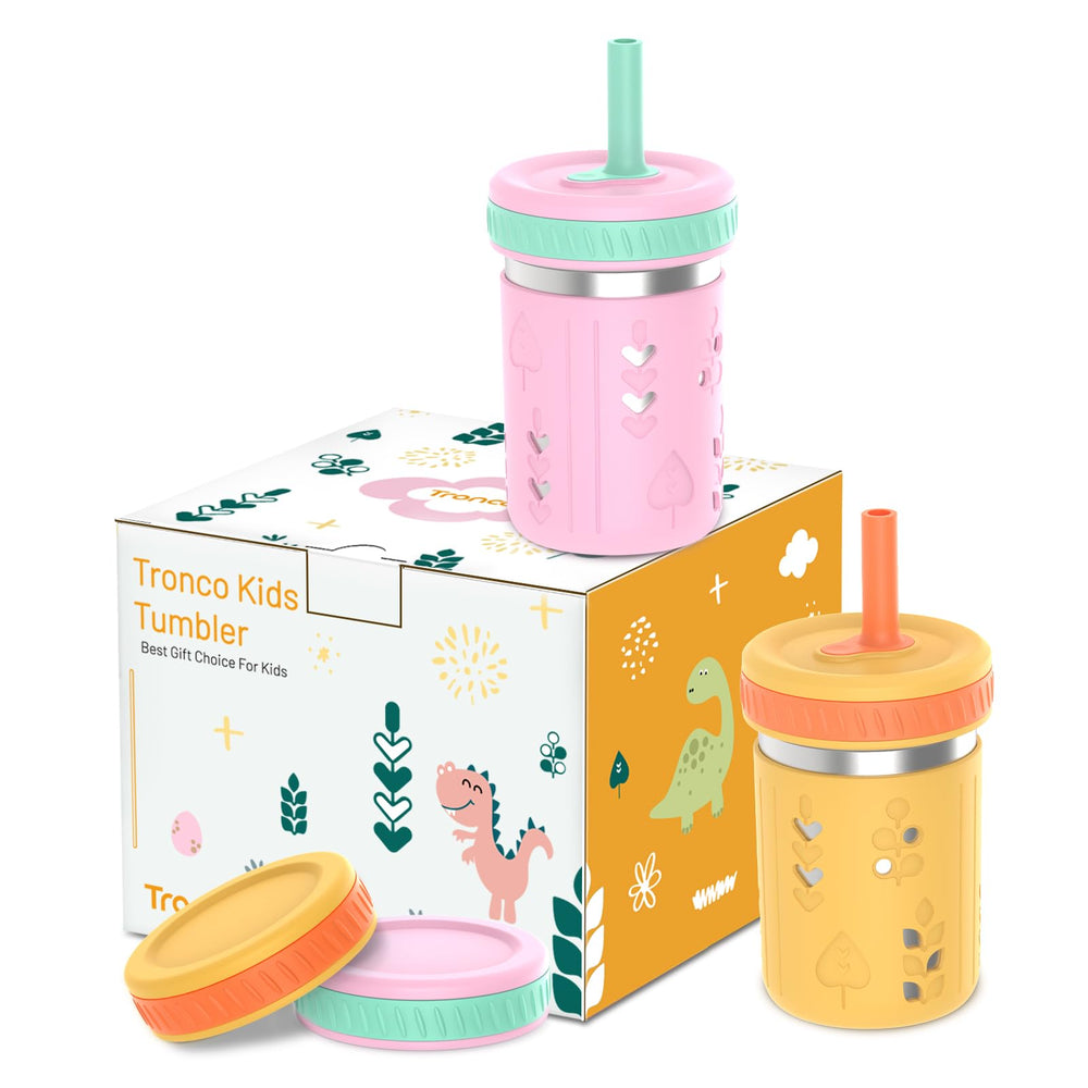 Tronco 2 pack 10 oz toddler cups with silicone sleeve enable confident sipping.