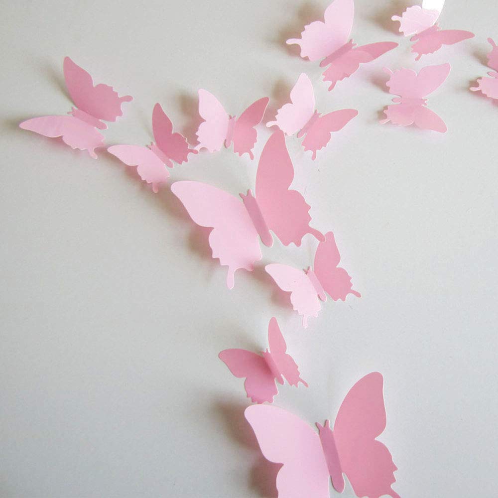 Trubetter kawaii 3D butterfly stickers add a playful pink wall accent for kids' rooms