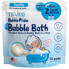 TruKid Bubble Podz bubbles fill the tub for kids' bath time.
