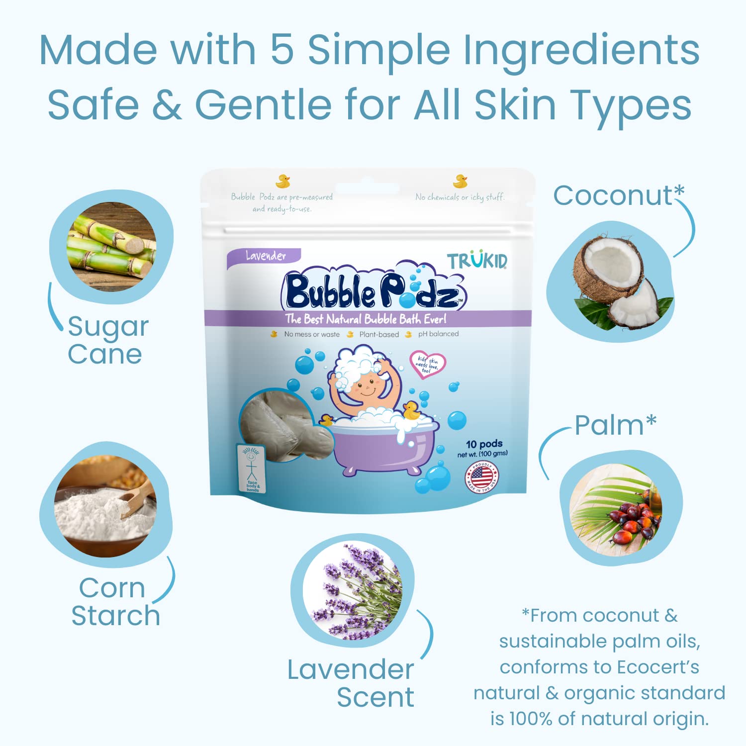 TruKid Bubble Podz USA-made bath product.