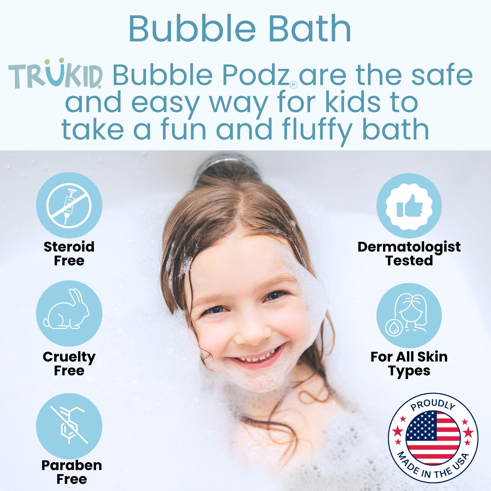 TruKid Podz pod dissolving under running water creates mess-free bubbles.