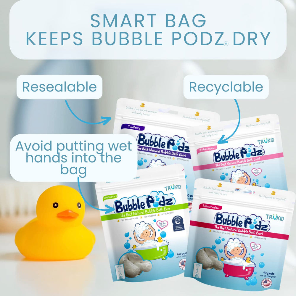TruKid Bubble Podz single-use pod reduces spills.