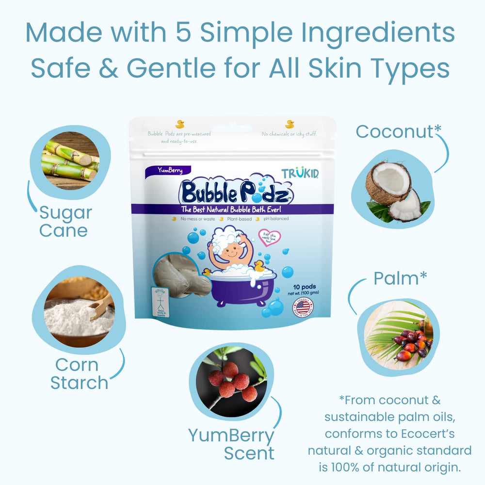 Tear-free TruKid Bubble Podz formula suitable for kids